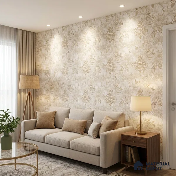 1128 | 10 Meter x 21 Inches Damask Look Wallpaper - 57.37 Sq. Ft. | Minimum 15% wastage during installation