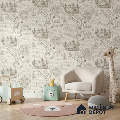 5163-2 | 4 Meter x 42 Inches Map Look Wallpaper - 45.94 Sq. Ft. | Minimum 15% wastage during installation