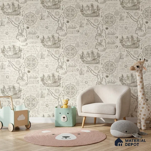 5163-2 | 4 Meter x 42 Inches Map Look Wallpaper - 45.94 Sq. Ft. | Minimum 15% wastage during installation