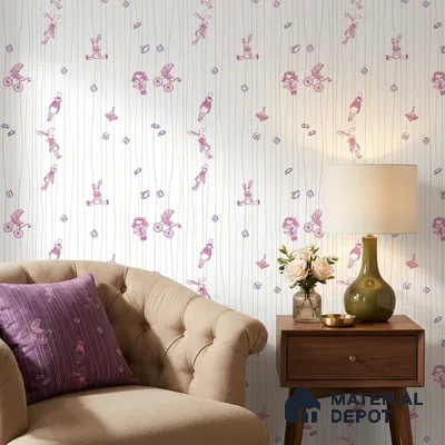 5191-1 | White Pastel Bunny Doodle Kids Look Wallpaper 4 Meter x 42 Inches - 45.94 Sq. Ft. | Minimum 15% wastage during installation