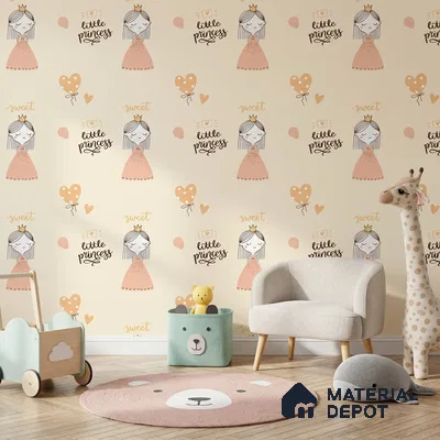 5179-2 | Cream Pastel Little Princess Kids Look Wallpaper 4 Meter x 42 Inches - 45.94 Sq. Ft. | Minimum 15% wastage during installation