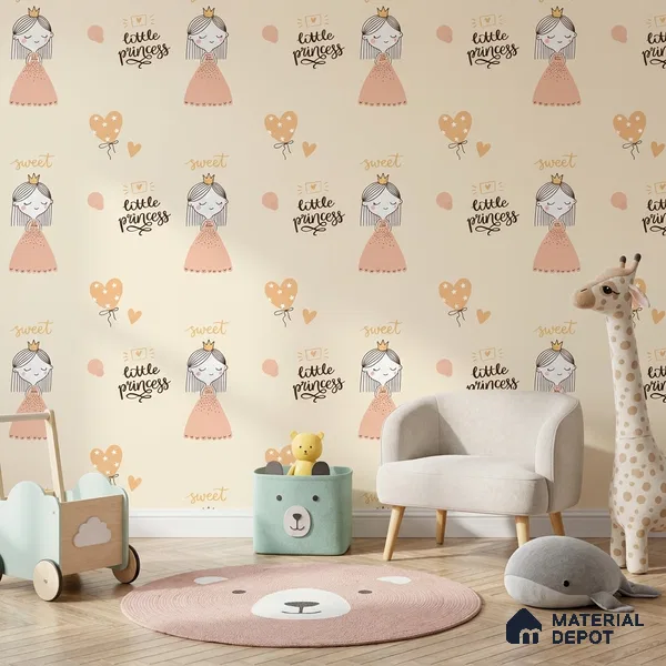 5179-2 | Cream Pastel Little Princess Kids Look Wallpaper 4 Meter x 42 Inches - 45.94 Sq. Ft. | Minimum 15% wastage during installation