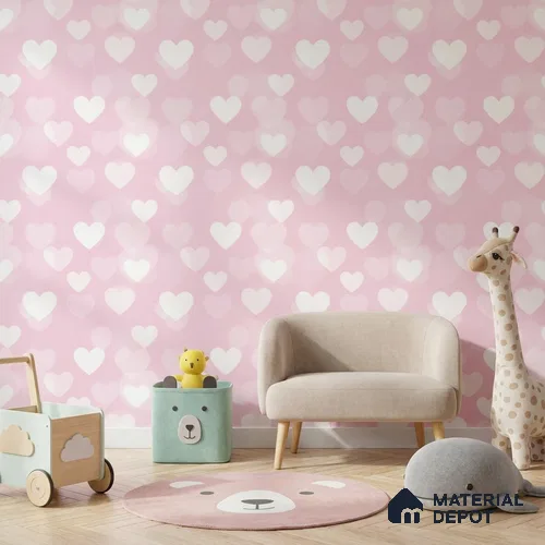 5178-1 | Pink Pastel Heart Bokeh Kids Look Wallpaper 4 Meter x 42 Inches - 45.94 Sq. Ft. | Minimum 15% wastage during installation