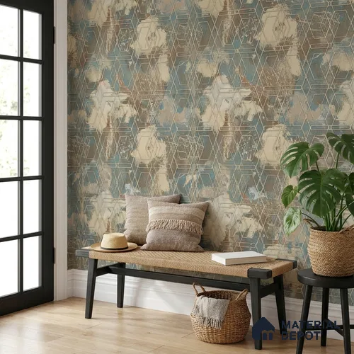 WK160-52 | 10 Meter x 21 Inches Geometric Look Wallpaper - 57.37 Sq. Ft. | Minimum 15% wastage during installation
