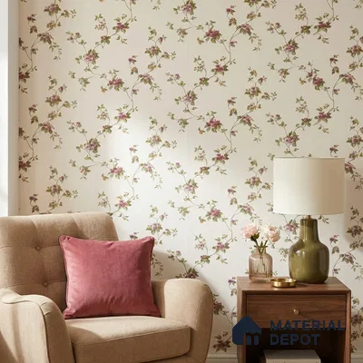 170-36 | Plum Mauve Rose Trail Floral Wallpaper - 9.6 Meter x 20.87 Inches, 54.77 Sq. Ft. (Min. 15% Wastage)