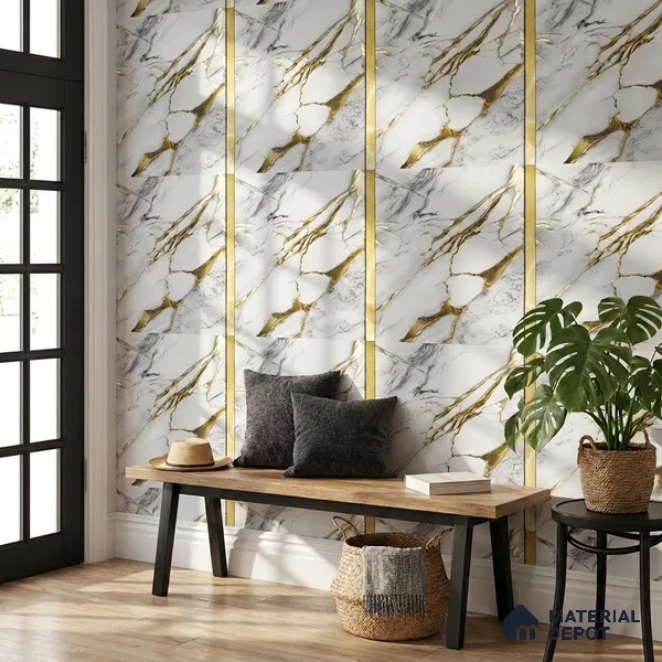 170-45 | 9.6 Meter x 20.87 Inches Marble Look Wallpaper - 54.77 Sq. Ft. | Minimum 10% wastage during installation