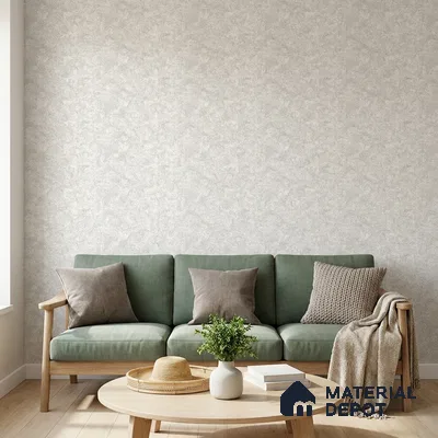 88666-2 | Pearl Grey Frosted Plaster Patterned Wallpaper - 5 Meter x 42 Inches, 57 Sq. Ft. (Min. 15% Wastage)