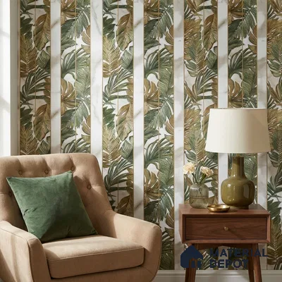 170-12 | Green Banana Panel Floral Wallpaper - 9.6 Meter x 20.87 Inches, 54.77 Sq. Ft. (Min. 15% Wastage)