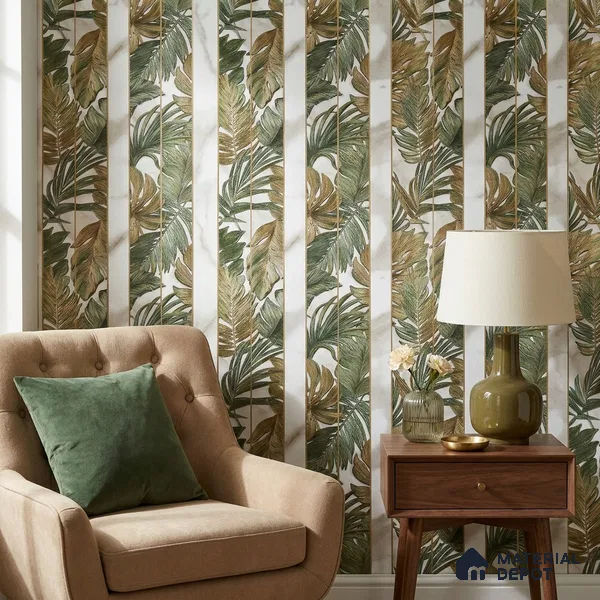 170-12 | Green Banana Panel Floral Wallpaper - 9.6 Meter x 20.87 Inches, 54.77 Sq. Ft. (Min. 15% Wastage)