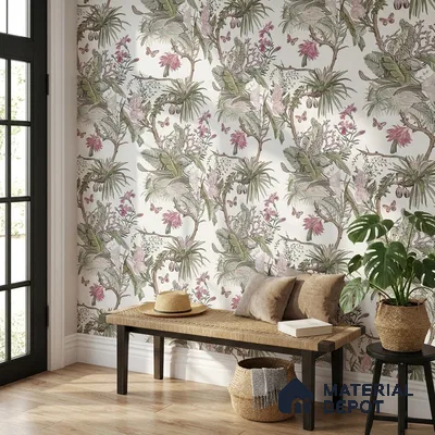 170-34 | Blush Orchid Butterfly Garden Floral Wallpaper - 9.6 Meter x 20.87 Inches, 54.77 Sq. Ft. (Min. 15% Wastage)
