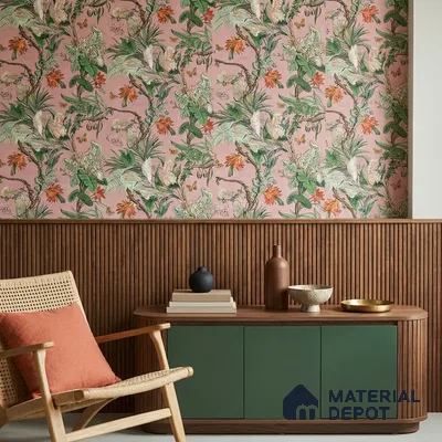 170-35 | Pink Butterfly Garden Floral Wallpaper - 9.6 Meter x 20.87 Inches, 54.77 Sq. Ft. (Min. 15% Wastage)