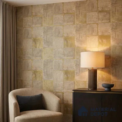 81378-3 | Golden Yellow Weathered Block Patterned Wallpaper - 5 Meter x 42 Inches, 57 Sq. Ft. (Min. 15% Wastage)