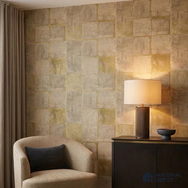 81378-3 | Golden Yellow Weathered Block Patterned Wallpaper - 5 Meter x 42 Inches, 57 Sq. Ft. (Min. 15% Wastage)