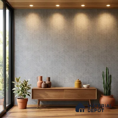 M4-1 | Warm Grey Leaf Herringbone Texture Patterned Wallpaper - 10 Meter x 21 Inches, 57.37 Sq. Ft. (Min. 15% Wastage)