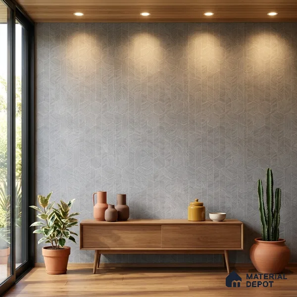 M4-1 | Warm Grey Leaf Herringbone Texture Patterned Wallpaper - 10 Meter x 21 Inches, 57.37 Sq. Ft. (Min. 15% Wastage)
