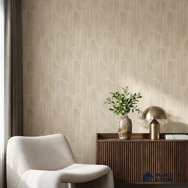 M9-3 | Warm Beige Ribbon Loop Patterned Wallpaper - 10 Meter x 21 Inches, 57.37 Sq. Ft. (Min. 15% Wastage)