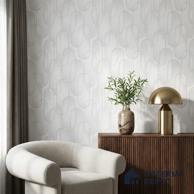 M9-6 | Off-White Ribbon Loop Patterned Wallpaper - 10 Meter x 21 Inches, 57.37 Sq. Ft. (Min. 15% Wastage)