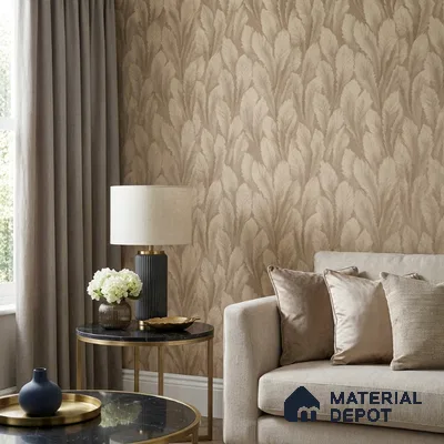 M18-5 | Brown Feather Plume Floral Wallpaper - 10 Meter x 21 Inches, 57.37 Sq. Ft. (Min. 15% Wastage)