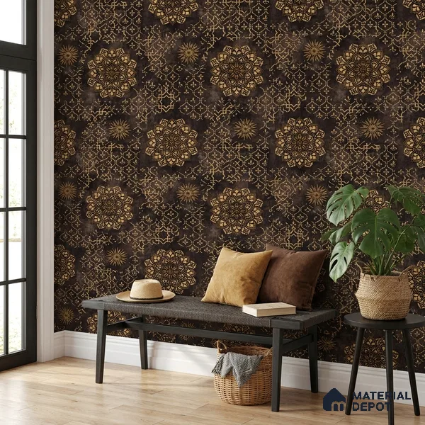 1158 | 10 Meter x 21 Inches Patterned Look Wallpaper - 57.37 Sq. Ft. | Minimum 15% wastage during installation