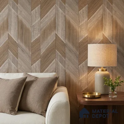 1161 | Light Oak Chevron Parquet Wood Patterned Wallpaper - 10 Meter x 21 Inches, 57.37 Sq. Ft. (Min. 15% Wastage)