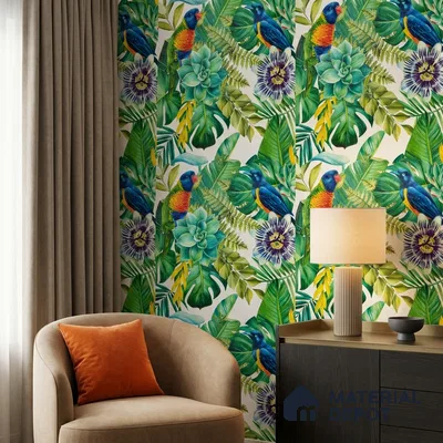 WP-1400 | Pearl Grey Succulent Jungle Floral Wallpaper - 9.5 Meter x 21 Inches, 54 Sq. Ft. (Min. 15% Wastage)