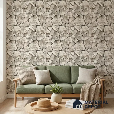 WP-1422 | 9.5 Meter x 21 Inches Stone Look Wallpaper - 54 Sq. Ft.  | Minimum 15% wastage during installation