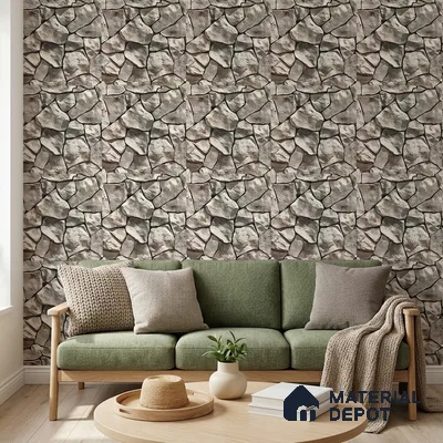 WP-1424 | 9.5 Meter x 21 Inches Stone Look Wallpaper - 54 Sq. Ft.  | Minimum 15% wastage during installation