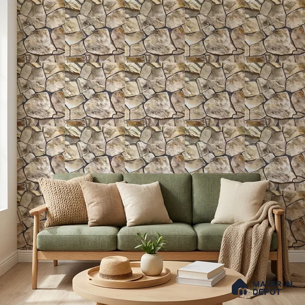 WP-1421 | 9.5 Meter x 21 Inches Stone Look Wallpaper - 54 Sq. Ft.  | Minimum 15% wastage during installation