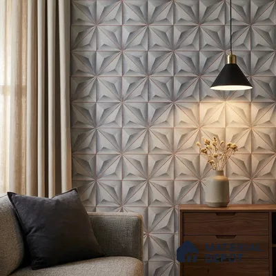 WP-1455 | Grey & Copper 3D Pyramid Facet Patterned Wallpaper - 9.5 Meter x 21 Inches, 54 Sq. Ft. (Min. 15% Wastage)