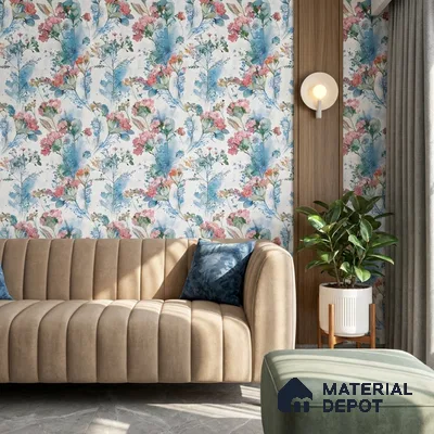 04-555-04 | Blue Watercolor Hydrangea Floral Wallpaper - 10 Meter x 21 Inches, 57.41 Sq. Ft.
