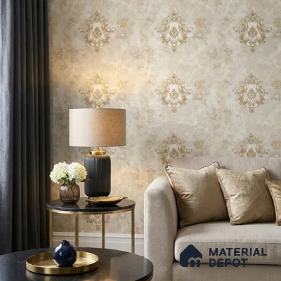 38-555-38 | 10 Meter x 21 Inches Damask Look Wallpaper - 57.41 Sq. Ft.