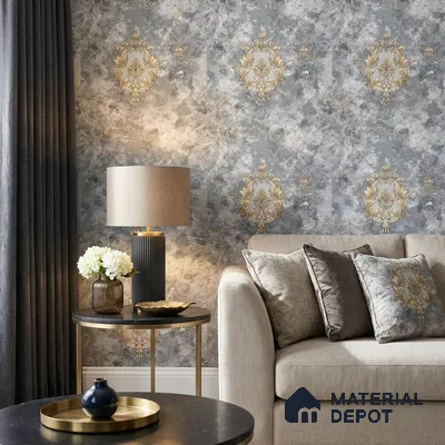 41-555-41 | 10 Meter x 21 Inches Damask Look Wallpaper - 57.41 Sq. Ft.