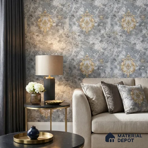 41-555-41 | 10 Meter x 21 Inches Damask Look Wallpaper - 57.41 Sq. Ft.