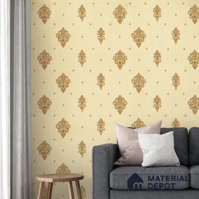 46-555-46 | 10 Meter x 21 Inches Damask Look Wallpaper - 57.41 Sq. Ft.