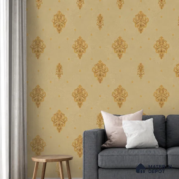 47-555-47 | 10 Meter x 21 Inches Damask Look Wallpaper - 57.41 Sq. Ft.