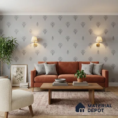 48-555-48 | 10 Meter x 21 Inches Damask Look Wallpaper - 57.41 Sq. Ft.