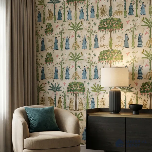8001 | 10 Meter x 21 Inches Indian Look Wallpaper - 57.41 Sq. Ft.