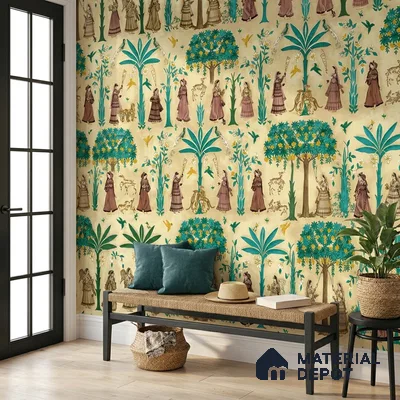8002 | 10 Meter x 21 Inches Indian Look Wallpaper - 57.41 Sq. Ft.