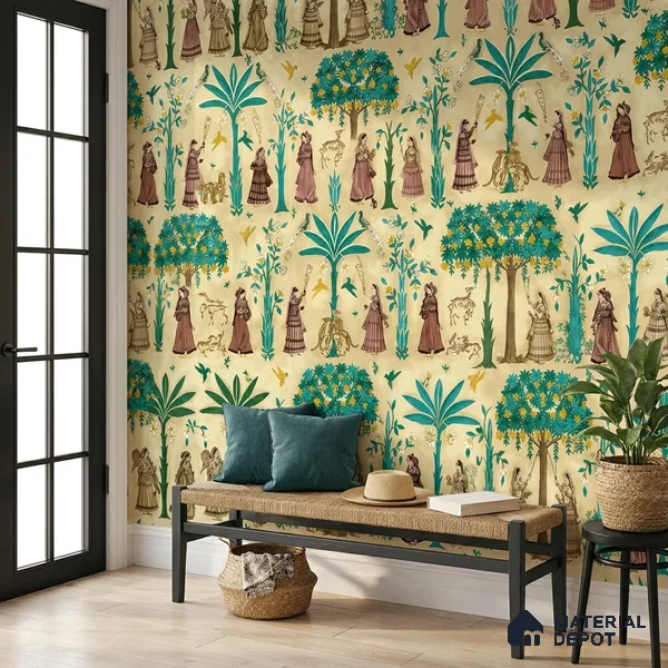 8002 | 10 Meter x 21 Inches Indian Look Wallpaper - 57.41 Sq. Ft.