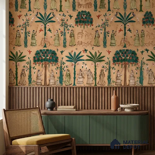 8003 | 10 Meter x 21 Inches Indian Look Wallpaper - 57.41 Sq. Ft.