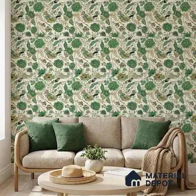 8012 | 10 Meter x 21 Inches Chinoserie Look Wallpaper - 57.41 Sq. Ft.