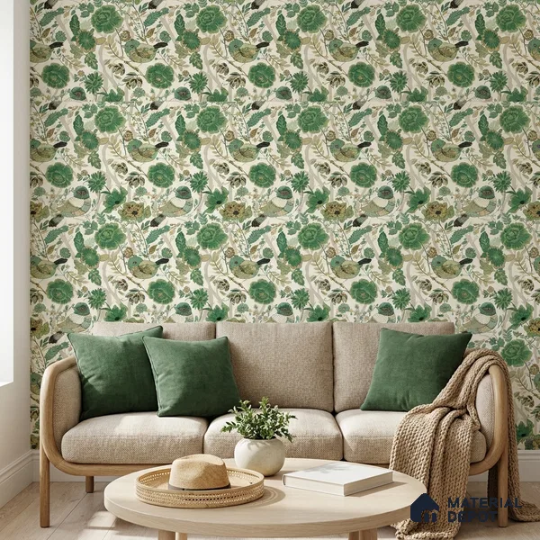 8012 | 10 Meter x 21 Inches Chinoserie Look Wallpaper - 57.41 Sq. Ft.