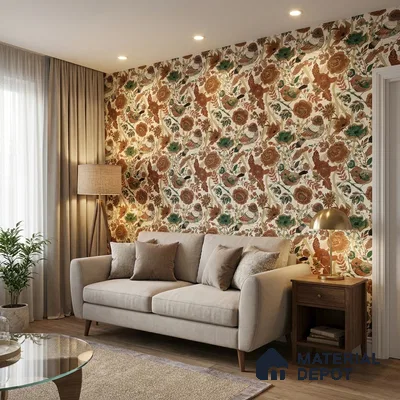 8013 | 10 Meter x 21 Inches Chinoserie Look Wallpaper - 57.41 Sq. Ft.