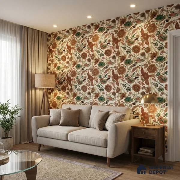 8013 | 10 Meter x 21 Inches Chinoserie Look Wallpaper - 57.41 Sq. Ft.