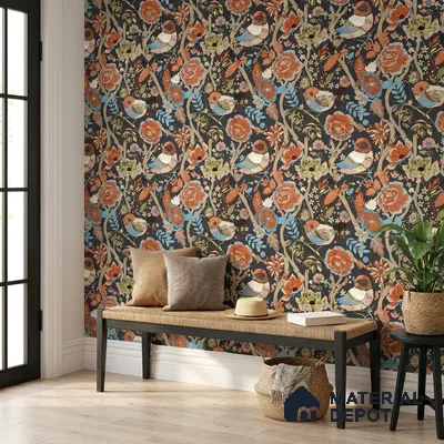 8014 | 10 Meter x 21 Inches Chinoserie Look Wallpaper - 57.41 Sq. Ft.