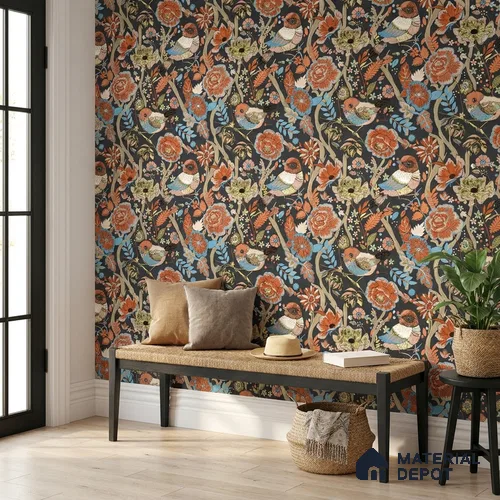 8014 | 10 Meter x 21 Inches Chinoserie Look Wallpaper - 57.41 Sq. Ft.