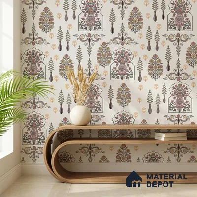 8018 | 10 Meter x 21 Inches Indian Look Wallpaper - 57.41 Sq. Ft.