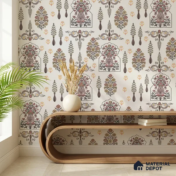 8018 | 10 Meter x 21 Inches Indian Look Wallpaper - 57.41 Sq. Ft.