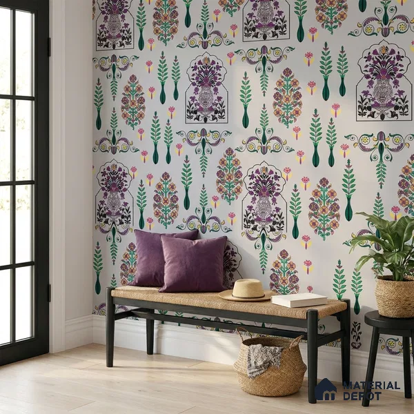 8019 | 10 Meter x 21 Inches Indian Look Wallpaper - 57.41 Sq. Ft.