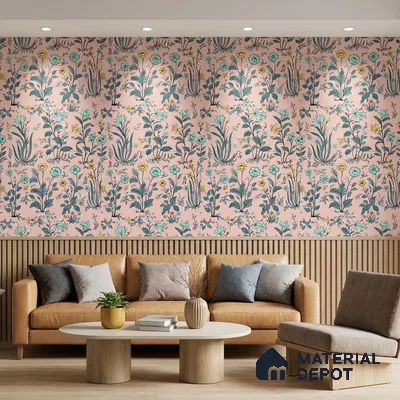 8040 | Pink Wildflower Garden Floral Wallpaper - 10 Meter x 21 Inches, 57.41 Sq. Ft.
